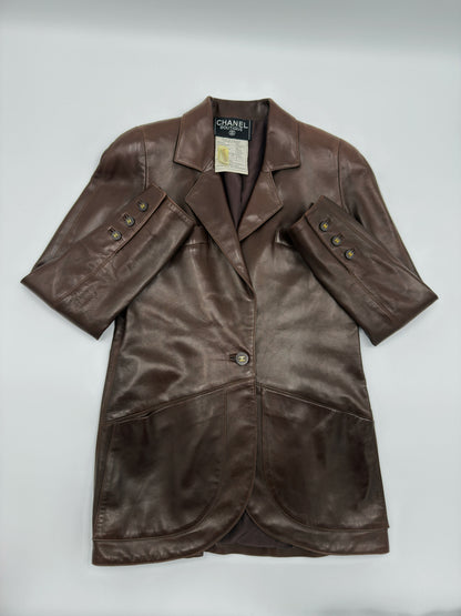 Chanel 94A Vintage Brown Leather Jacket
