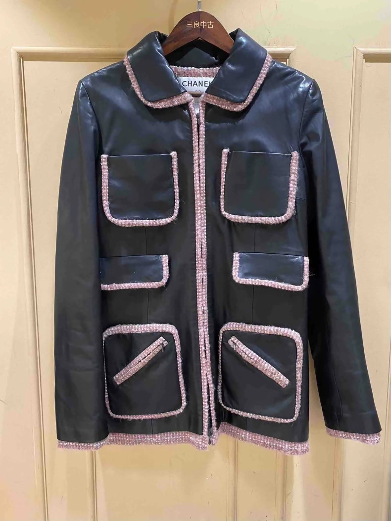 Chanel 03A Black and Pink Leather Jacket