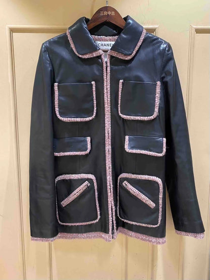 Chanel 03A Black and Pink Leather Jacket