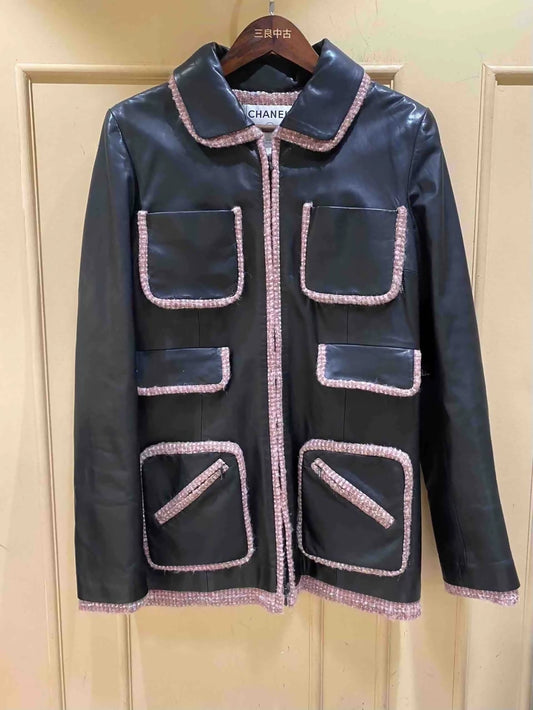 Chanel 03A Black and Pink Leather Jacket