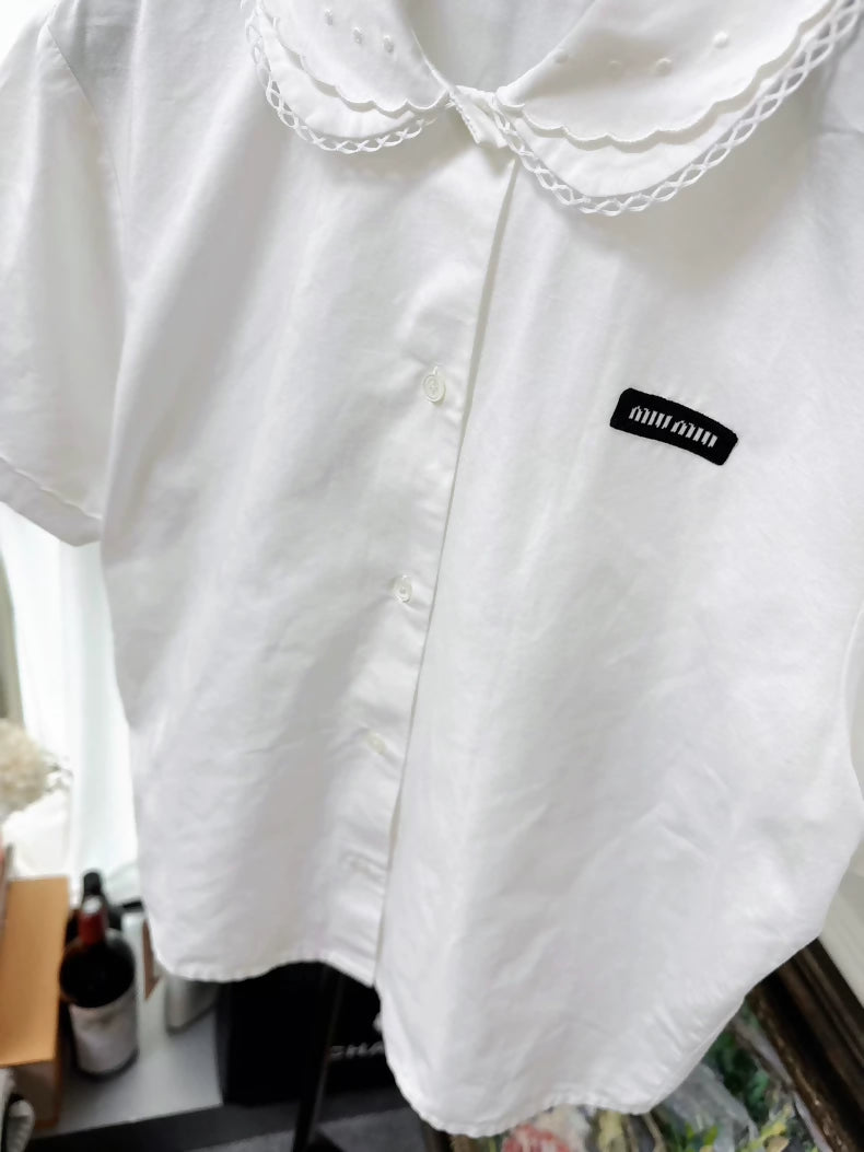 Miu Miu 25ss white short-sleeved shirt