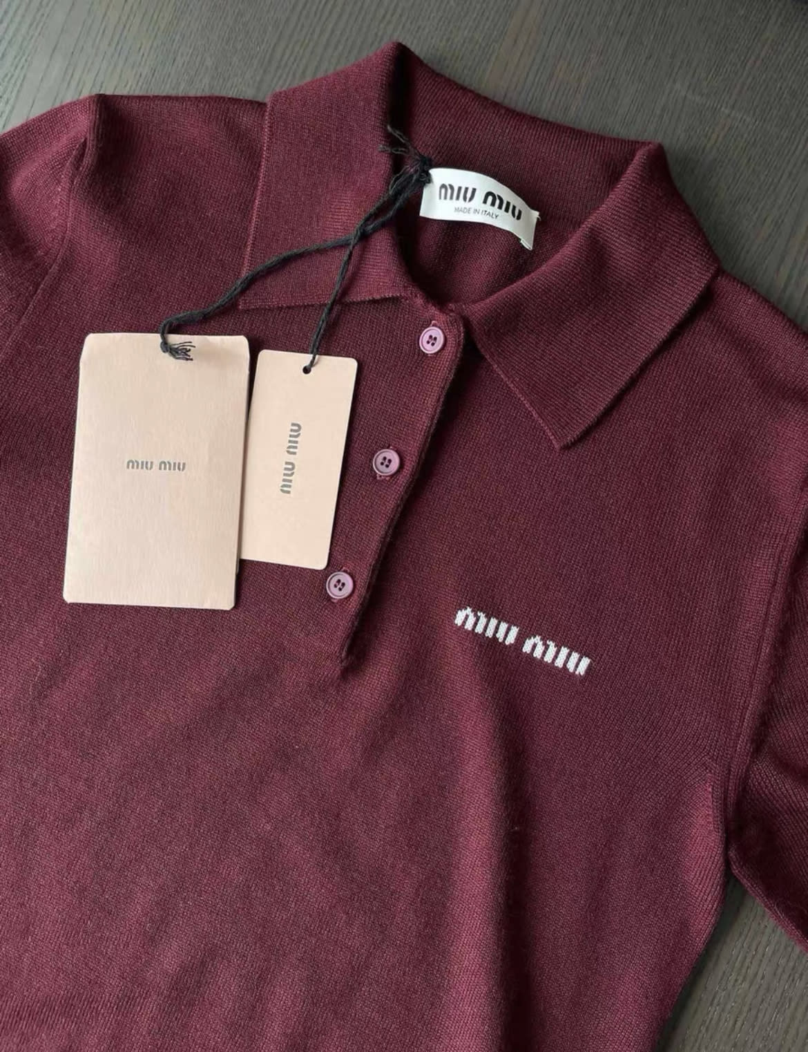 Miu Miu logo-jacquard virgin wool polo shirt