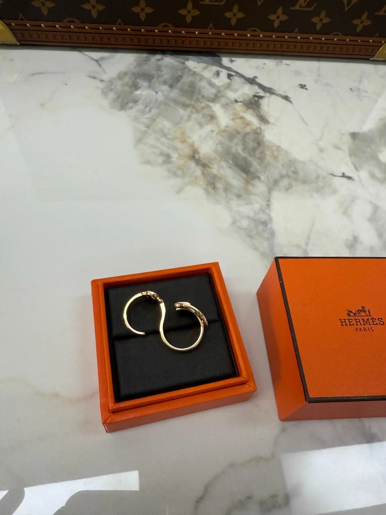 Hermes Attelage D'OR diamond-encrusted belt buckle ring