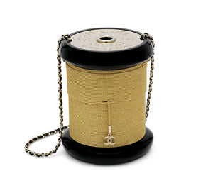 Chanel Limited Edition Runway Spool Evening Bag Gold & Black Lucite – Fall 2016