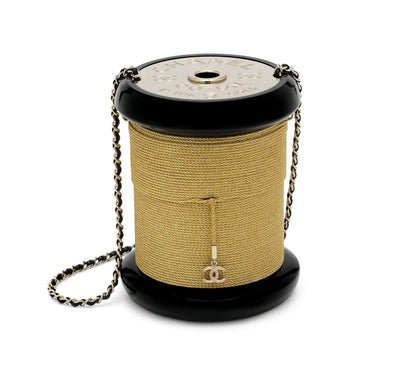 Chanel Limited Edition Runway Spool Evening Bag Gold & Black Lucite – Fall 2016