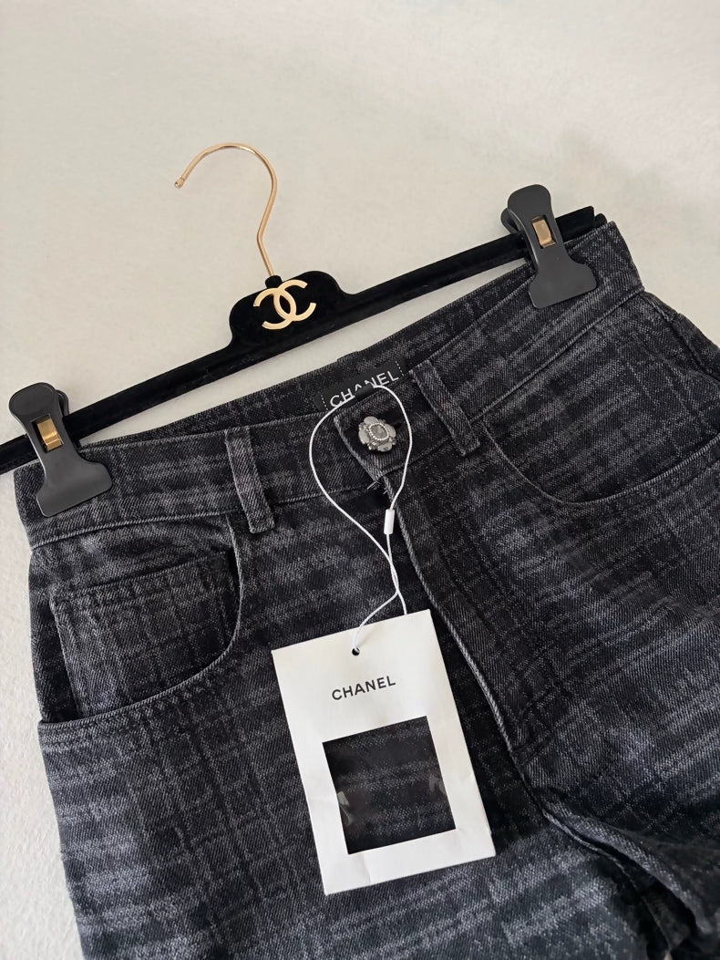 Chanel 24A Black/Grey Straight Leg Pants