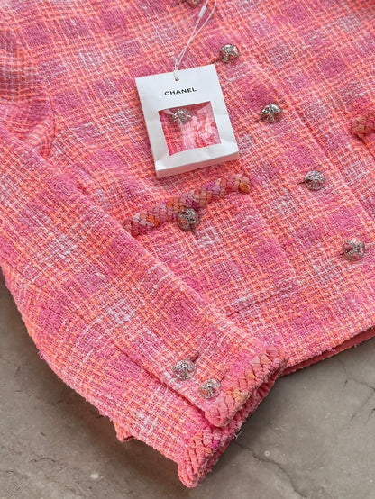 Chanel 24C Orange-Pink Tweed Jacket