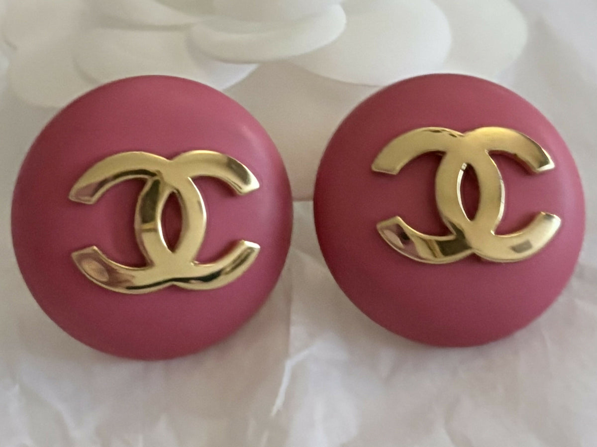 Chanel CC oversized pink earrings