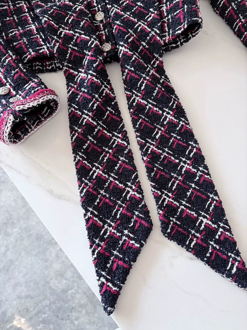 Chanel 20s Red and Blue Tweed Jacket
