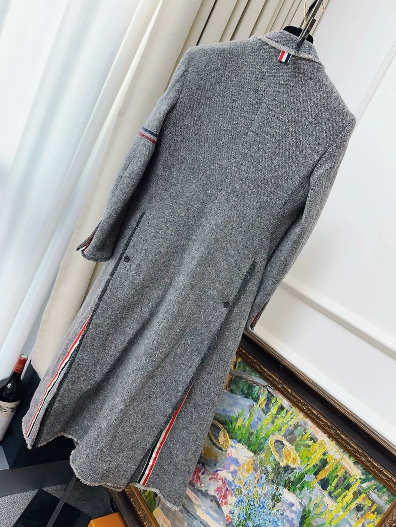Thom Browne grey long wool coat
