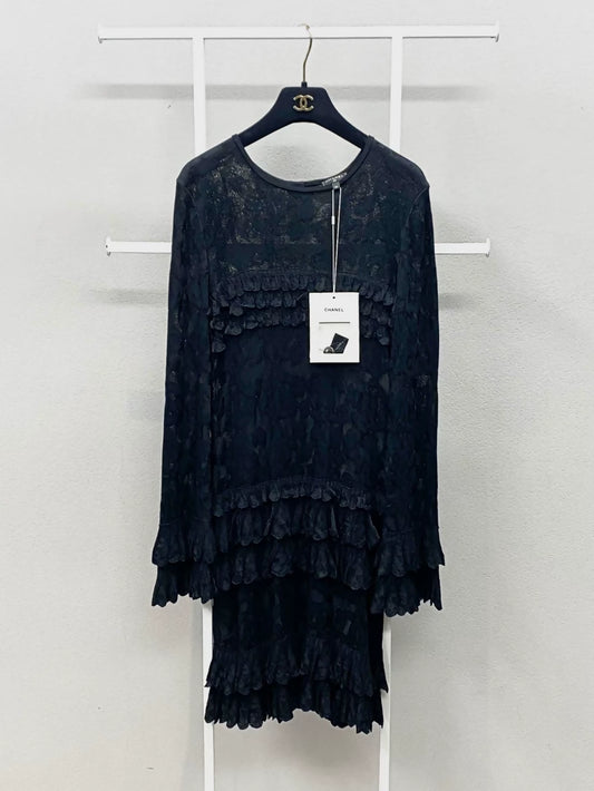 Chanel 20P black lace dress