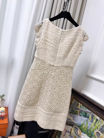 Chanel 15A off-white camellia dress