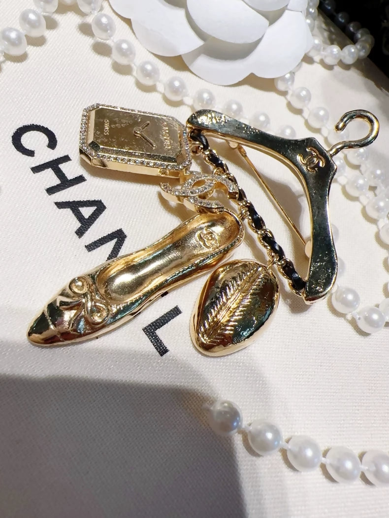 Chanel 23A Hanger-Style Multi-Element Pendant Brooch