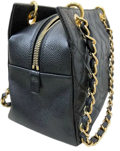 Chanel PPT Black Quilted Caviar Leather Petite Timeless Shopping Tote Bag GHW
