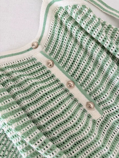 Chanel 21C Green Striped Dress