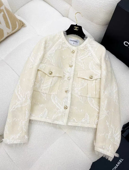 CHANEL Chanel 20 White Lace Jacket - 38 Jacket - Used fashion item from Wararni