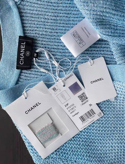 Chanel 23SS  blue knitted cardigan fr38 brand new with tag