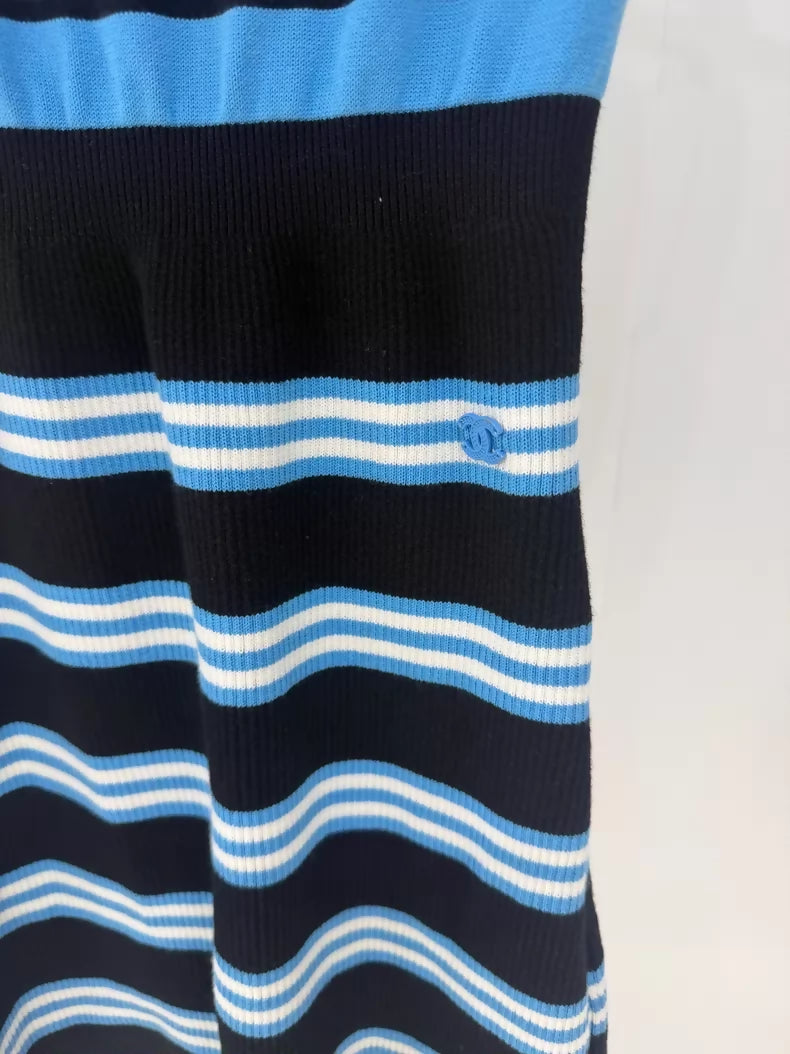 Chanel 24A Blue and Black Striped dress