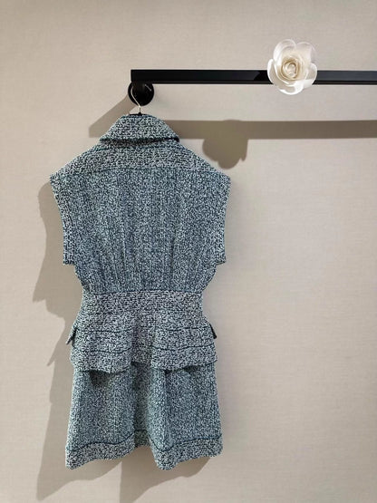 Chanel 20P turquoise tweed dress