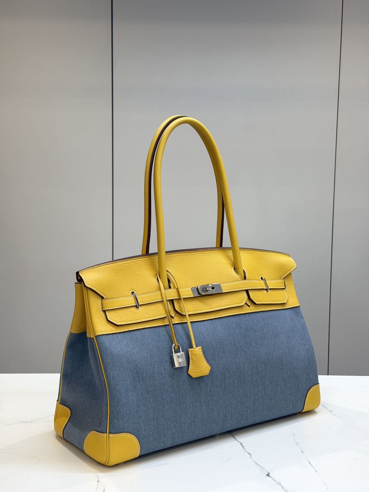 Hermes Shoulder birkin 45 denim palladium hardware