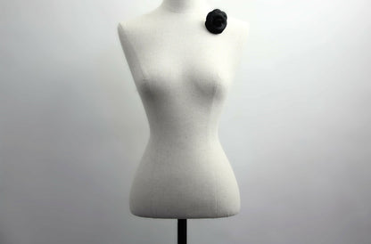 Chanel Vintage 81-85 Silk Black Camellia Brooch