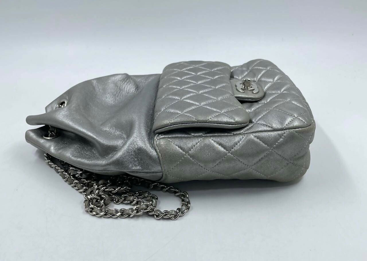 Chanel 2015-2016 Lambskin Quilted Seoul Metallic Small Backpack with Silver Hardware