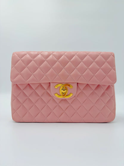 Chanel Vintage Maxi Flap Bag – Series 2 in Pink Lambskin with 24k Gold Hardware