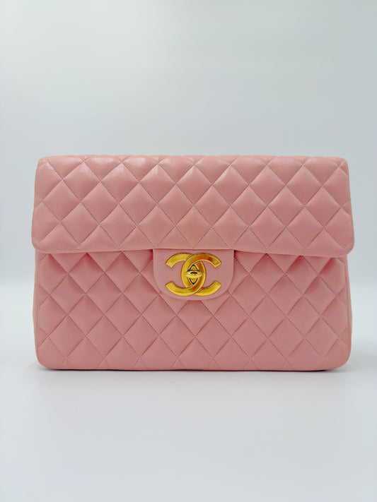 Chanel Vintage Maxi Flap Bag – Series 2 in Pink Lambskin with 24k Gold Hardware
