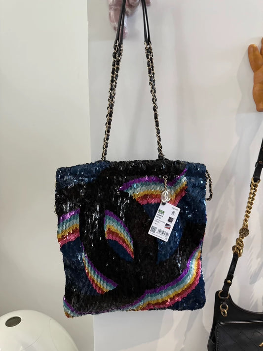 Chanel 21k Rainbow Sequin Tote