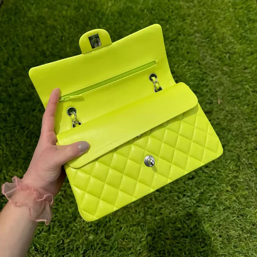 Chanel 21S Yellow Neon Lambskin Mini Classic Flap Bag