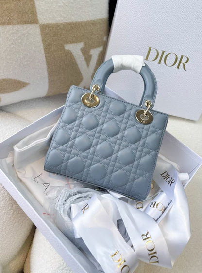 Dior haze blue five-grid Diana bag