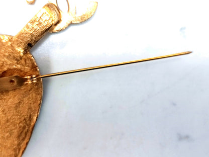 Chanel Vintage 93A Gold Plated Heart Pierced by an Arrow Brooch