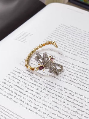 Chanel 16B Glass Dragonfly Open Bangle