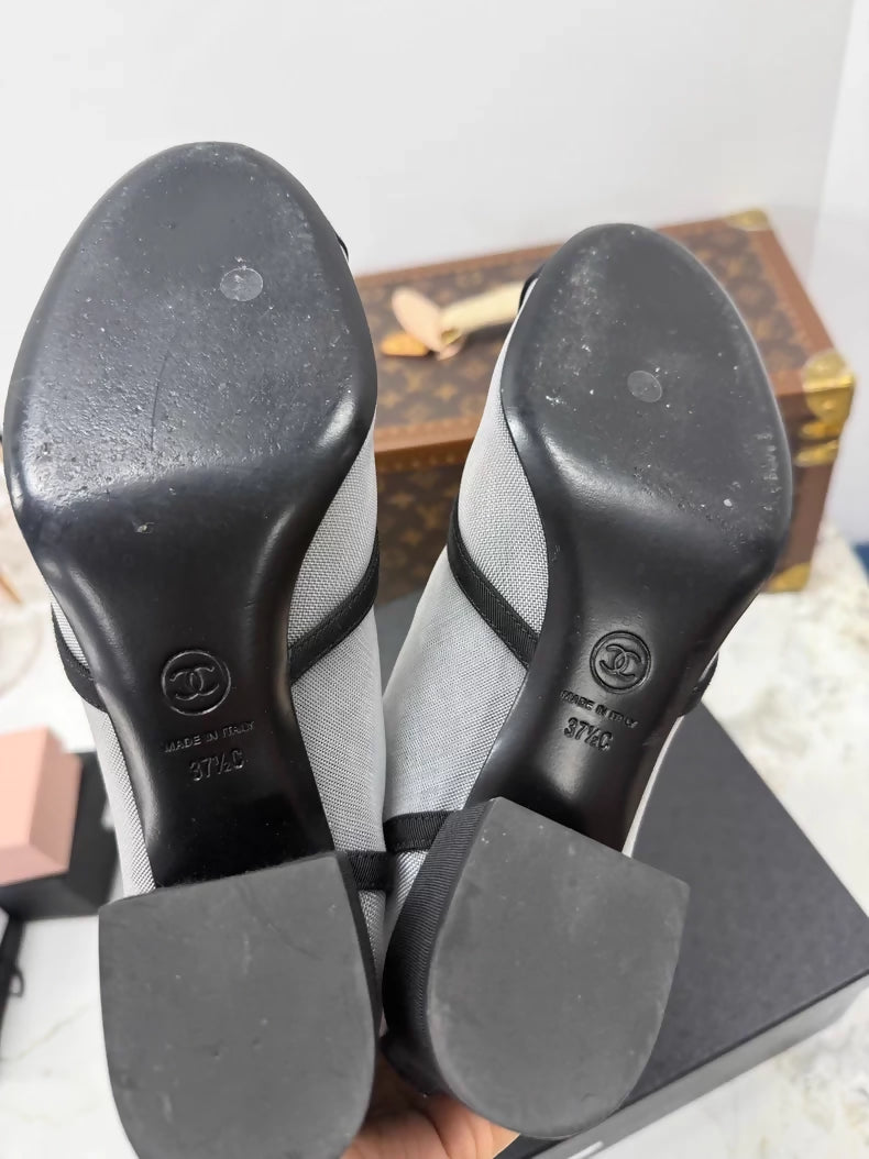 Chanel 25B mesh bow ankle boots