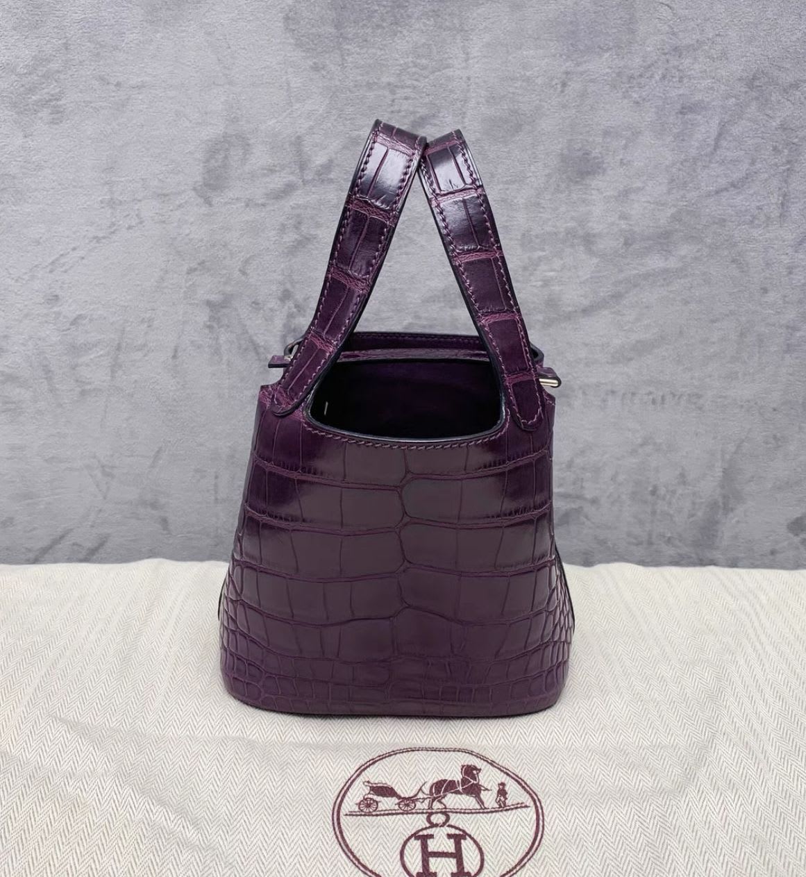 Hermes purple crocodile matte micro 14 picotin