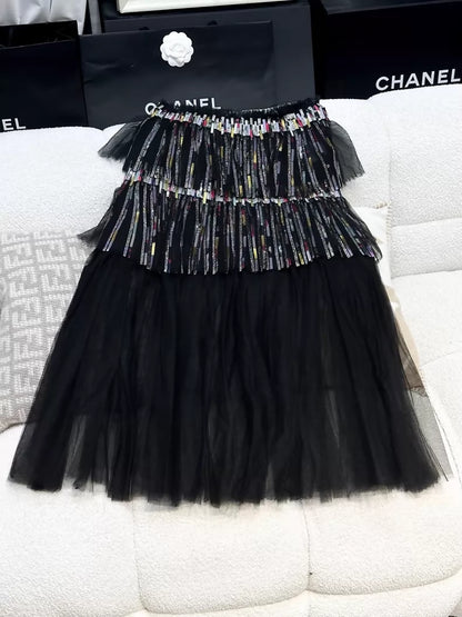 Chanel 23A black tulle skirt