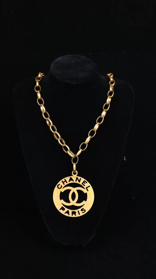 Chanel CC Large Round Pendant Necklace