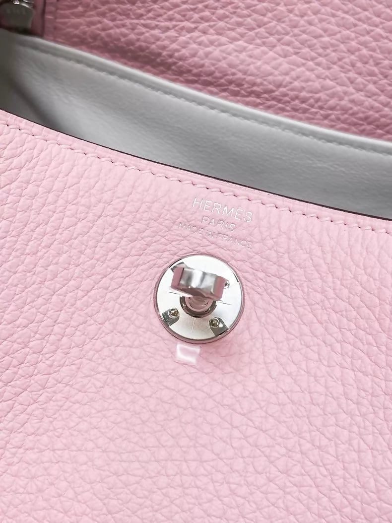 Hermes Mini Lindy II 3Q pink sakura TC leather palladium hardware