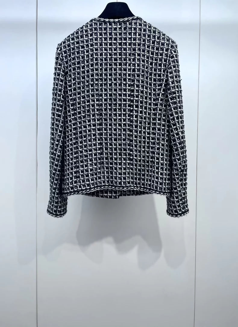 Chanel 25C black and white tweed jacket