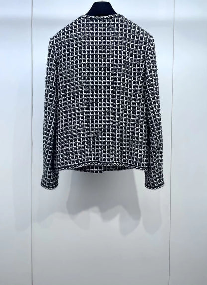Chanel 25C black and white tweed jacket