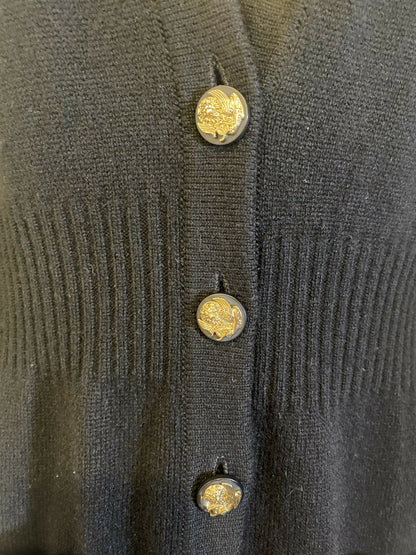 Chanel 10C Paris Venice Black Cashmere Cardigan Long Jacket Cardicoat FR 40