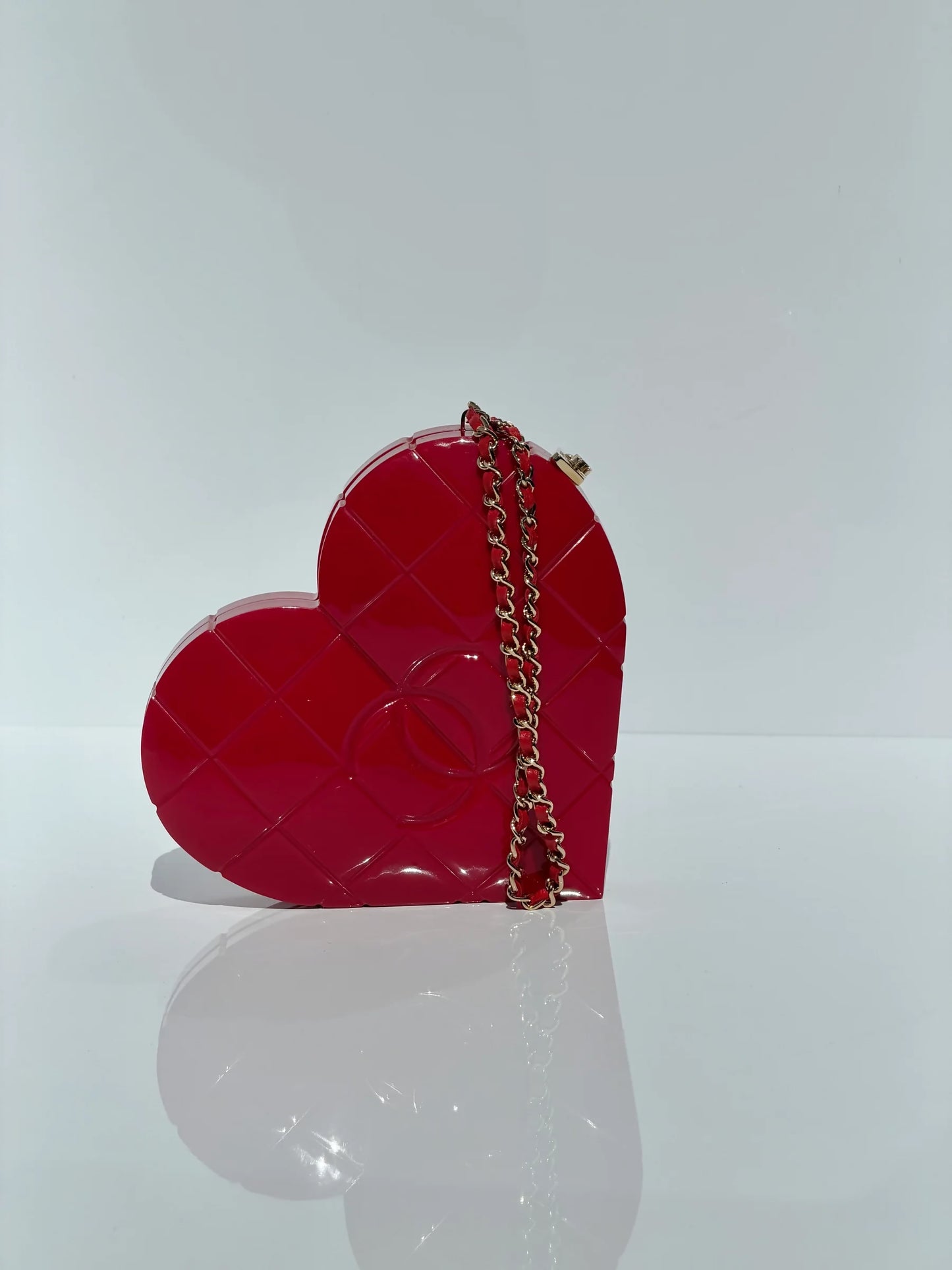 Chanel Vintage 2002 Red Lucite Heart Minaudière