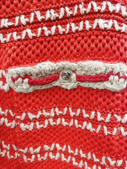 Chanel 21C red striped tweed skirt