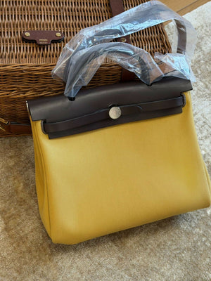 Hermès Herbag Zip 31 Ébène Canvas & Leather with Paille Accent