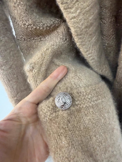 Chanel 23N Ski Coco Neige Bathrobe-Style Knit Cardigan with Tie,