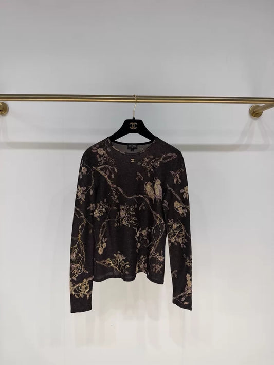Chanel 25A black gold knit top