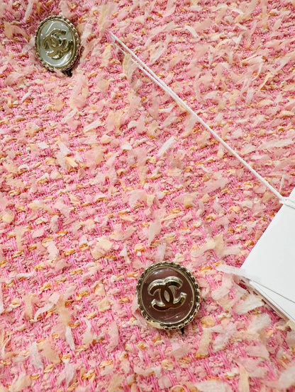 Chanel 21S pink fringed vest