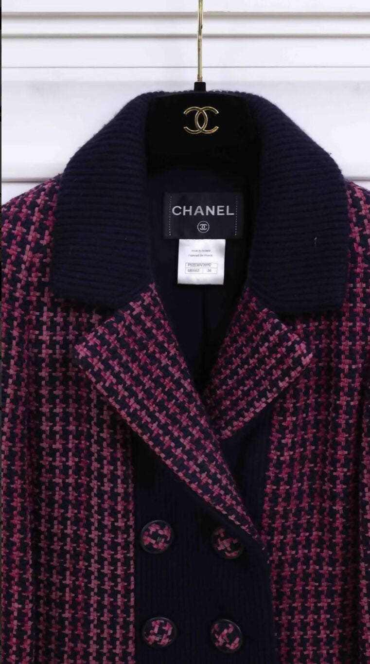 Chanel 2016 Black Purple Houndstooth Jacket