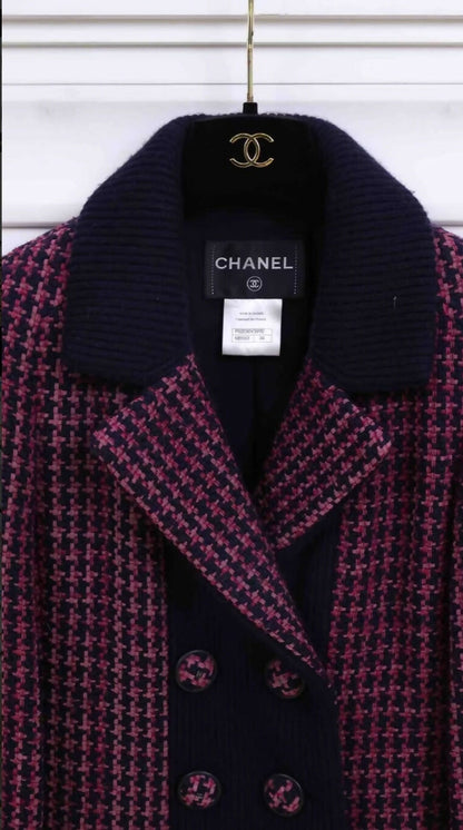 Chanel 2016 Black Purple Houndstooth Jacket