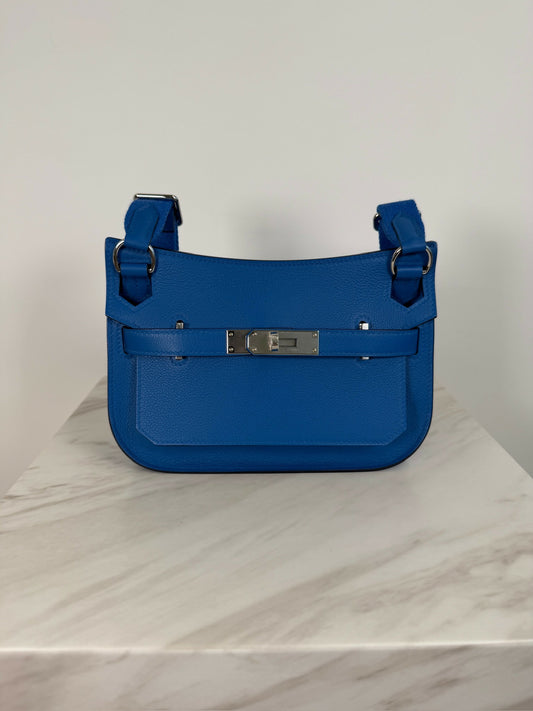 Hermès Mini Jypsiere Blue Zellige Evercolor PHW B 2023